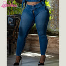 Women's Mid-Waisted Skinny Jeans Slim Fit Hip Lifter Pencil Pants Versatile Wash Trousers Stretchy Pant Streetwear Fashion Style