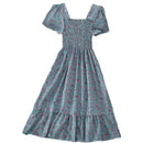 Floral Skirt for Women Summer Dress 2025 New French Square Collar Chiffon Midi Skirt