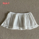 Lace Mini Skirts Women Elegant Sweet Lolita Short Skirts High Waist Y2k Streetwear Ruffle Skirts Lace Trim Butt Curtain Skirt