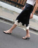Womens Midi Skirt Elegant Lace Trim Hemline Classic Mid Rise Skirt for Women Comfortable Summer Midi Skirts