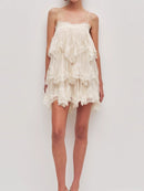 Vestido Mini Feminino Branco com Renda e Ombro Frio - Boho Casual Praia Verão