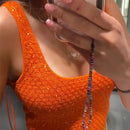 Knitted Sequined Crop Top Women Casual Slim Fit Square Collar Sleeveless Backless Bodycon Vest New Fashionable Ladies Basic Tops
