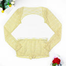 Women's Lace Hollow out Skirt Set Crop Top with Flare Sleeves See through Mini Skirts Summer 2025 Party Sexy Hip Package Outfit