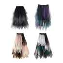 Women's Midi Skirt, Elegant Elastic Waist Contrast Color Autumn Tulle Skirt, Suitable for Street Party