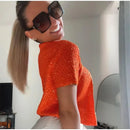 Knitted Sequined Crop Top Women Casual Slim Fit Square Collar Sleeveless Backless Bodycon Vest New Fashionable Ladies Basic Tops