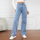 Women High Waist Black Washed Wide Leg Jeans Straight Denim Pants Casual Baggy Jeans Fashion Streetwear Trousers