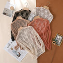 Sexy Lace Bottomed Blouse Women Long Sleeve Crop Top Sleeved High Neck With Hollowed Out Chiffon Foreign Style Sexy Mesh