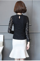 Women Lace Blouse Long Sleeve Fashion Blouses and Shirts Crochet Casual Female Clothing Plus Size Femme Tops