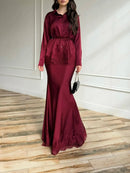 Women Two Piece Sets Skirt Set Turn Down Collar Lace Sexy Full Sleeve Tops Long Skirts High Waist Y2k Streetwear Elegant Work