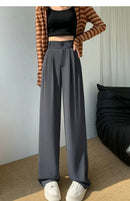 Elegant Wide Leg Pants Women Korean Style High Waist Black Baggy Pants Office Ladies Fashion Loose Suit Trousers Streetwear
