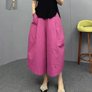 Women High Waist Bloom Wide Leg Pants Summer Quick Dry Breathable Loose Cropped Pants Plus Size