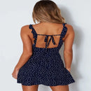 Vestido Mini de Verão com Estampa de Bolinhas e Costas Abertas - Feminino