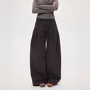 Women High Waist Wide Leg Pants 2025 Autumn Retro Cargo Wide Leg Pants Women's Curved Straight Floor Length Loose Casual Trouser