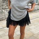 Women Lace Mini Skirt Low Rise Layered Ruffle Hem Black White Chic Mini Skirt Lingerie Short Skirts Fairycore Skirt Streetwear