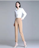 White Pants Women Elastic High-waisted Haren Pants Fashion Wild Professional Suit Pants Office Ladies Trousers Black Khaki Pants