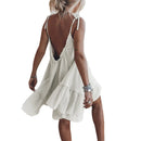 Vestido Mini Feminino Boho de Algodão com Alças e Amarrão - Casual Praia Verão