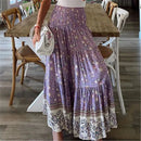 Fashion Women Skirts New Casual All-match Skirt Loose Elastic Waist Floral Print Ethenic Style Boho Skirt Bohemian Style Skirt