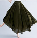 Boho Cotton Linen Beach Long Skirt Women Vintage Casual Solid A-line High Waist Dance Floor-Length Maxi Skirt Spring Summer New
