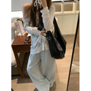 Elegant White Wide Leg Pants Women Fashion Streetwear Linen Black Baggy Pants Summer Korean High Waist Casual Straight Trousers
