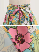 Floral Print Summer Skirt Women High Waist Swing 50s Vintage Retro Rockabilly Midi Pleated Skirts Faldas
