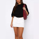 Womens Denim Short Skirts Jeans Straight High Waist Casual Sexy Girls Slim Mini Lovely Basic Vintage Students Streetwears