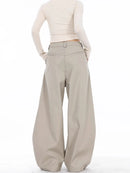 High Waist Women Suit Pants Straight Office Ladies Korean Fashion Trousers Casual Button Loose Female Black Pants New 2025