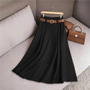Elegant Fashion Skirts For Women 2025 New Spring Autumn Patchwork Pleated A-Line Mid-length Skirts Commuting Office Lady Skirt