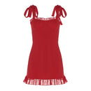 Vestido Mini Feminino Elegante com Babados e Bandagem - Sexy Slim Festa Aniversário
