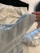 Elegant White Wide Leg Pants Women Fashion Streetwear Linen Black Baggy Pants Summer Korean High Waist Casual Straight Trousers