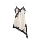 Vestido Feminino de Cetim com Renda Assimétrica e Alças - Sexy Costas Abertas Streetwear