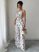 Macacão Feminino Floral com Laço na Cintura - Casual Elegante Ao Ar Livre