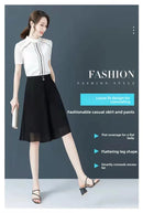 High Waist Wide Leg Pants Women Summer Loose Thin Chiffon Five-Quarter Length Anti-Light Skirt Trendy Casual Trousers