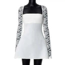 Vestido Mini Feminino com Renda Patchwork e Cintura Franzida - Linha A Costas Abertas Sexy Festa Balada Outono Inverno