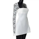 Vestido Mini Feminino com Renda Patchwork e Cintura Franzida - Linha A Costas Abertas Sexy Festa Balada Outono Inverno