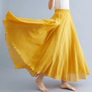 Boho Cotton Linen Beach Long Skirt Women Vintage Casual Solid A-line High Waist Dance Floor-Length Maxi Skirt Spring Summer New