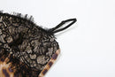 Vestido Mini de Renda com Estampa de Leopardo e Alças Finas - Praia e Festa