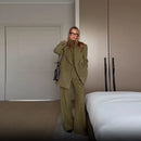 Women's Casual Versatile Office Formal Outfits Trendy Elegant Soft Shoulder Pad Blazer All Season Simple Commuter Straight Pants