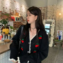 New Women Spring Autumn Knitted Cardigan Sweater V-neck Cropped Short Tops Korean Retro Outerwear Long Sleeve Sweaters Tops