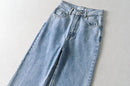 Women's High Waist Jeans 2025 Spring Fall Relaxed Straight Leg Raw Hem Floor-Length Vintage Inspired Daily Uniform