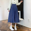 Fashion High Waist Pleated Skirt Women Korean Elegant College Style Midi Skirt Ladies Autumn Winter Thick A-line Skirts