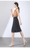High Waist Wide Leg Pants Women Summer Loose Thin Chiffon Five-Quarter Length Anti-Light Skirt Trendy Casual Trousers