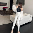 Pants for Woman White Skinny High Waist Shot Trousers Slim Fit Women's Jeans Medium Hippie Fitted Good Quality Cheap Wholesale Z