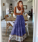 Fashion Women Skirts New Casual All-match Skirt Loose Elastic Waist Floral Print Ethenic Style Boho Skirt Bohemian Style Skirt
