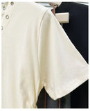 Women's V-Neck Rivet Detail Ruched Short Sleeve T-shirt Casual Slim Fit Crop Top