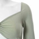 Cropped Manga Longa Feminino com Recortes - Decote V Slim Costas Abertas Outono/Inverno