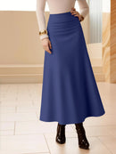 Women Midi Skirt High Waist A line Flowy Style Breathable Fabric Ideal for Casual Streetwear Dates  Classic Colors