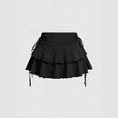 Pleated Mini Skirt Women Solid Color Sexy Folds Drawstring Leace-up Simple All-match Short Skirts Fashion Hot Girl Streetwear