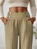 Women's High Waist Wide Leg Pants - 2025 New Flowy Floor-Length Trousers, Minimalist Straight Fit Lounge Pants with Elastic Wais