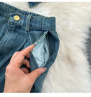 Faionable Denim ter Ne Crop Top And High Waist  Skirt Women's Set Summer Polyester Material Youthful Sle