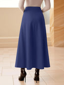 Women Midi Skirt High Waist A line Flowy Style Breathable Fabric Ideal for Casual Streetwear Dates  Classic Colors